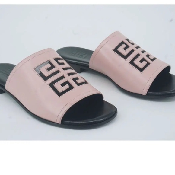Givenchy Pink and Black Leather Slides Womens 39.5 NWT